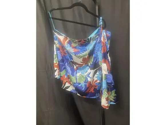 I.N.C. INTERNATIONAL CONCEPTS WOMENS FLORAL-PRINT ONE-SHOUL GABI BLOOM BL L - Picture 2 of 4